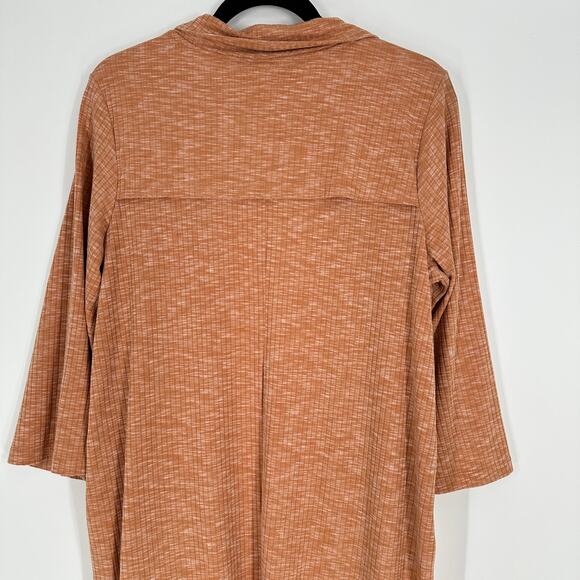 B Collection by Bobeau Ribbed 3/4 Sleeve Open Front Draped Womens Cardigan XS - Picture 7 of 10